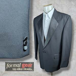 Formal Gear Tuxedo Blazer Jacket Mens 42R Solid Black Single Button Front